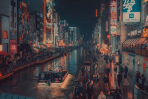 Neon Drift on Silent Water I
