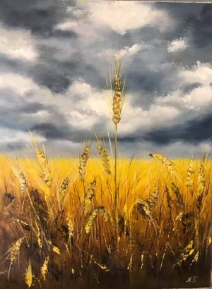 Field before a thunderstorm