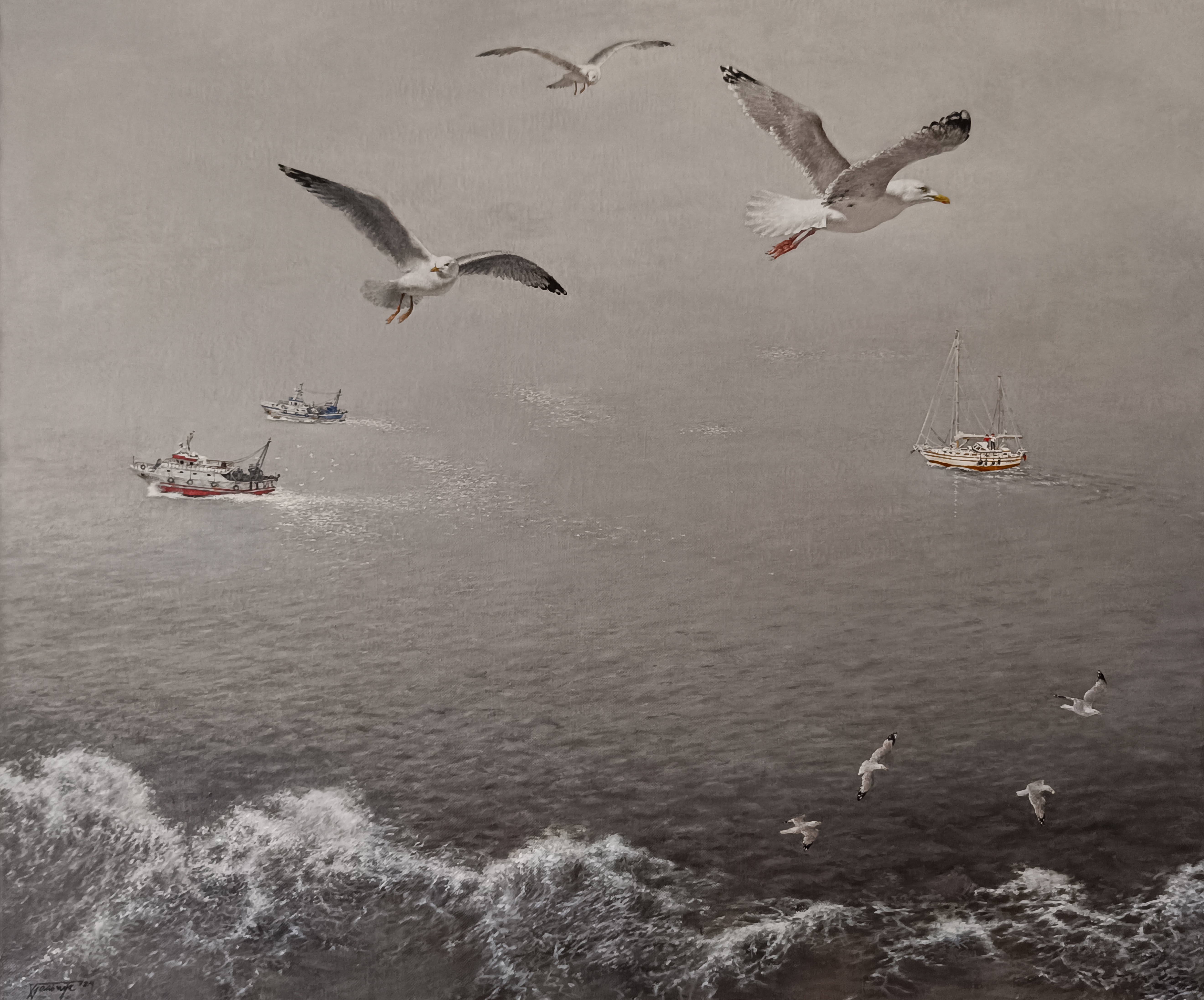 The Liner is Sailing Away (Original Artwork)