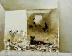 In painter's studio